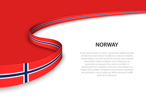 Wave flag of Norway with copyspace background. Banner or ribbon vector template