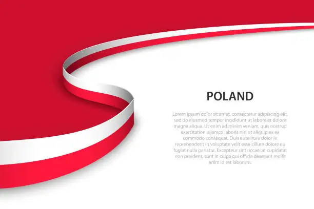 Vector illustration of Wave flag of Poland with copyspace background