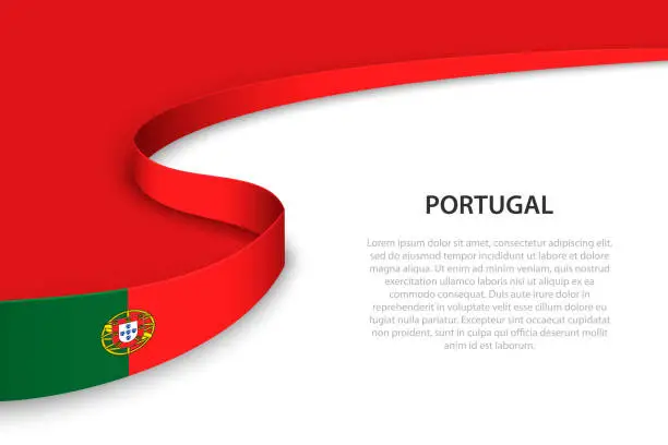 Vector illustration of Wave flag of Portugal with copyspace background