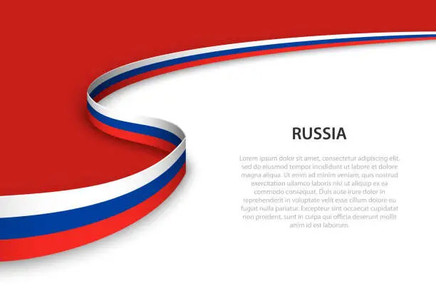 Vector illustration of Wave flag of Russia with copyspace background