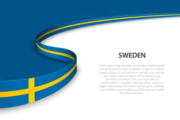 Vector illustration of Wave flag of Sweden with copyspace background
