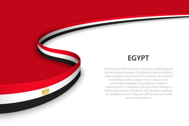 Wave flag of Egypt with copyspace background. Wave flag of Egypt with copyspace background. Banner or ribbon vector template egyptian flag stock illustrations