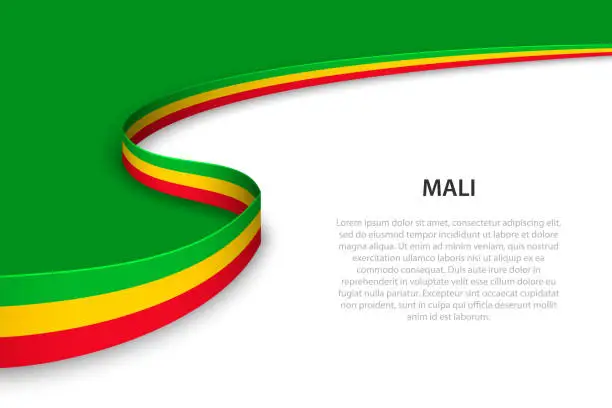 Vector illustration of Wave flag of Mali with copyspace background.