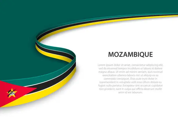 Vector illustration of Wave flag of Mozambique with copyspace background.