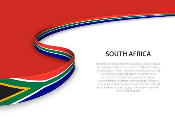 Vector illustration of Wave flag of South Africa with copyspace background.