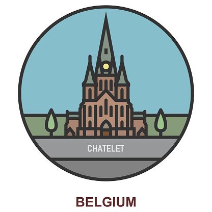 Chatelet. Cities and towns in Belgium. Flat landmark