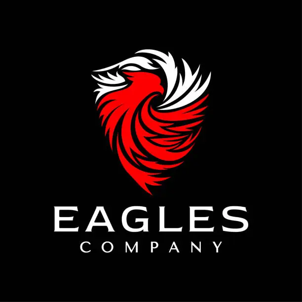 Vector illustration of Modern eagle shield logo design template. Hawk security mascot logo branding.