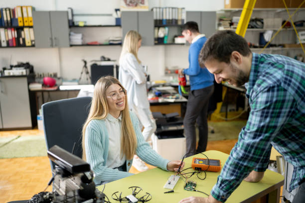 istock Working on prototype of robotic car in laboratory 1475214430