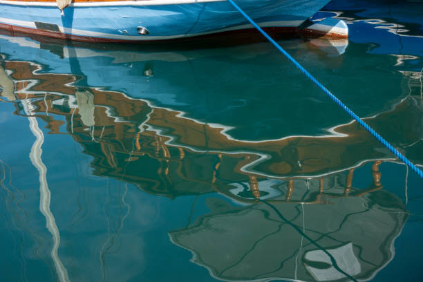 istock Reflection of wooden yacht 1475214974
