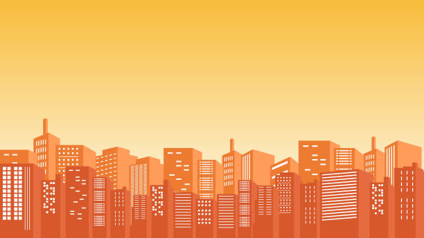 istock City background with many buildings with yellow sky view 1475215011