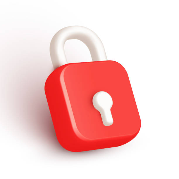 흰색 배경에 격리된 아이소메트릭 아이콘을 잠급니다. 3d 아이소메트릭 빨간색 자물쇠 기호. 모바일, 웹, 애플리케이션을 위한 안전 개념. 웹 디자인 및 프레젠테이션을 위한 보안 액세스. 벡터 � - shielding shield security red stock illustrations