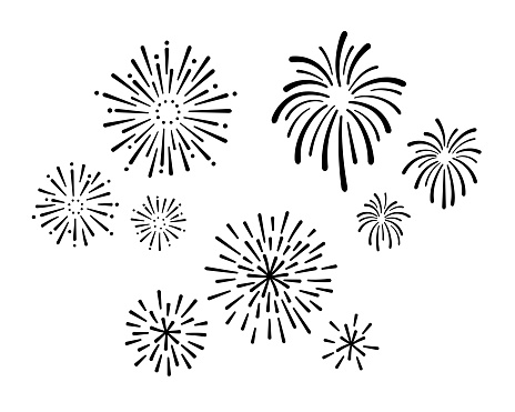 istock A set of simple illustrations of fireworks. 1475216813