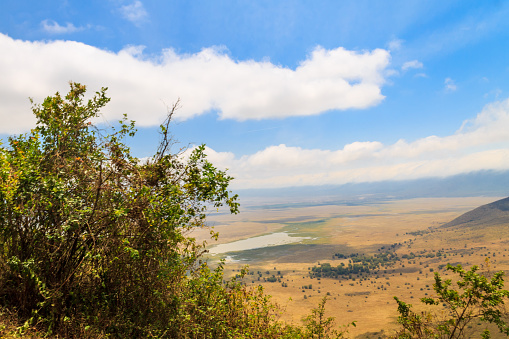 Aerial view of Ngorongoro crater national park in Tanzania