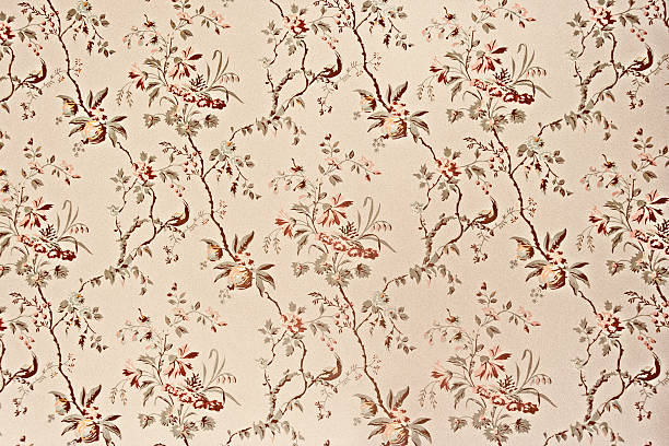 Vintage wallpaper Vintage wallpaper - Floral pattern of 18th century - grain added 18th century style stock pictures, royalty-free photos & images