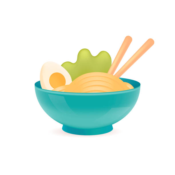 istock Tasty ramen in blue bowl 3D illustration 1475217995