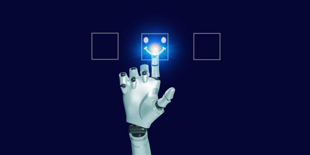 istock AI artiicial intelligence hand touching smile icon glowing eauty blue light  in square  shape 1475220092