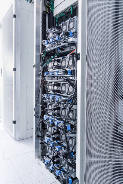 istock Server room with racks filled with UPS Uninterruptible power supply packs 1475221538