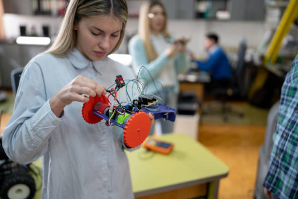 istock Working on prototype of robotic car in laboratory 1475221621