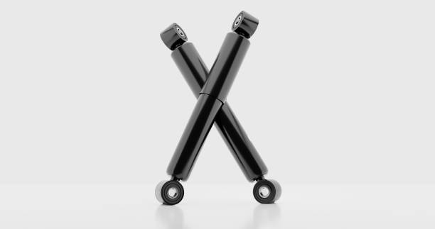 istock Rear shock absorbers in black tone, realistic 3d rendering 1475222974