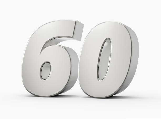 istock 3d Shiny Silver Number 60, Sixty 3d Silver Number Isolated On White Background, 3d illustration 1475226729