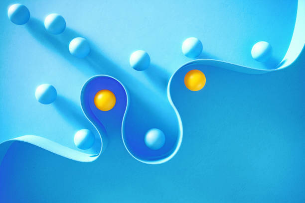 istock Spheres Separated By A Flowing Curve Over Abstract Blue Background 1475229214