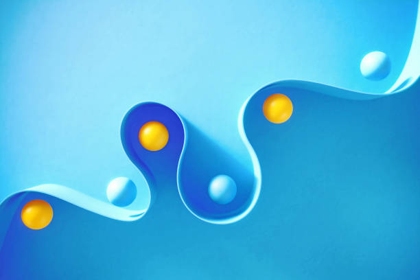 istock Spheres Separated By A Flowing Curve Over Abstract Blue Background 1475229998