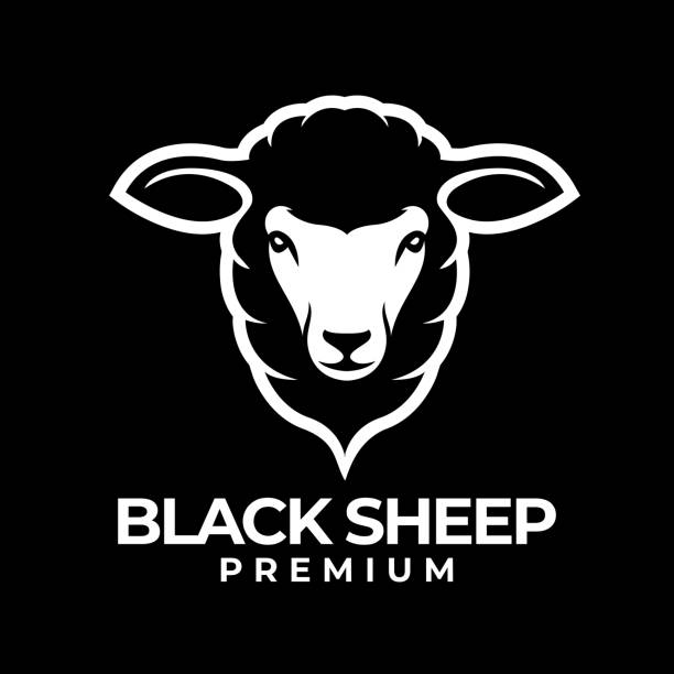 иллюстрация дизайна иконки black sheep - lamb animal farm cute stock illustrations