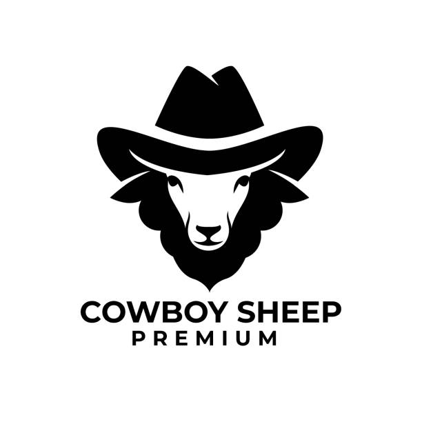 ilustrações de stock, clip art, desenhos animados e ícones de black sheep cowboy icon design illustration - lamb isolated meat animal bone
