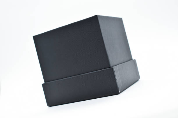 istock black paper box on white background, packaging industry 1475233210