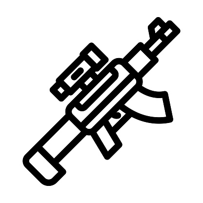 Light Machine Gun Vector Thick Line Icon For Personal And Commercial Use.