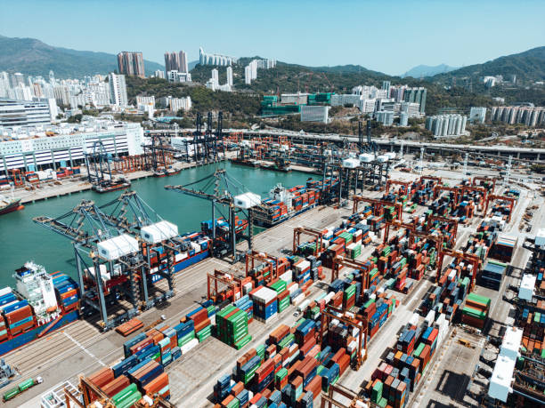 istock Container Cargo freight ship Terminal in Hongkong, China 1475237265