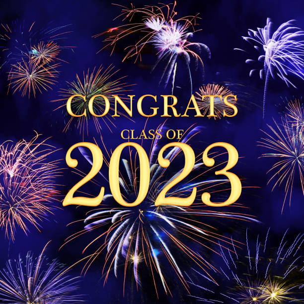 istock CONGRATS CLASS of 2023 lettering with beautiful fireworks 1475237878