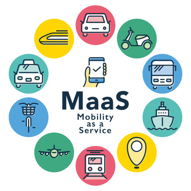 MaaS, mobility as a service vector icon illustration. mobility as a service stock illustrations