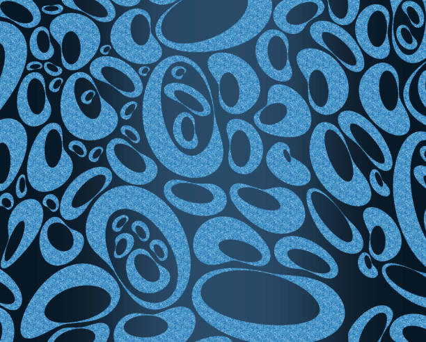 abstract blue water in perforated pea pattern on blue background, object, fashion, decor, retro, copy space
