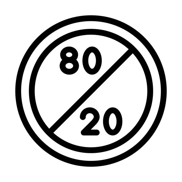 ilustrações de stock, clip art, desenhos animados e ícones de 80-20 rule vector thick line icon for personal and commercial use. - 8020