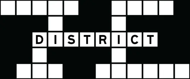 Vector illustration of Alphabet letter in word district on crossword puzzle background