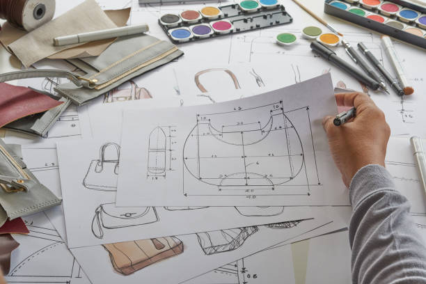 istock Designer stylish sketch Drawn design template pattern made leather clutch bag handbag purse Woman female Fashionable Fashion Luxury Elegant accessory. 1475252867