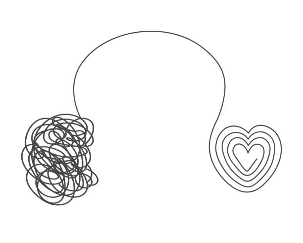 dobre samopoczucie psychiczne - chaos sketch heart shape two dimensional shape stock illustrations