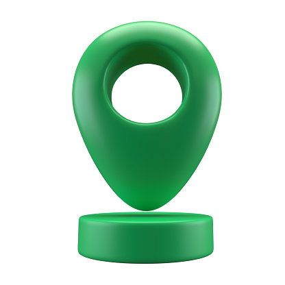 3D Realistic icon Style green glossy Location map pin gps pointer markers illustration for destination. Geo tag isolated transparent png.