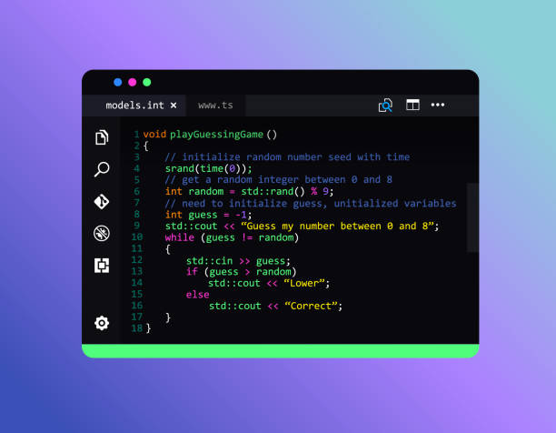 Window for developing computer programs. Programming and coding concept. Code on the screen. Window for developing computer programs. Programming and coding concept. Code on the screen. vector illustration coding stock illustrations