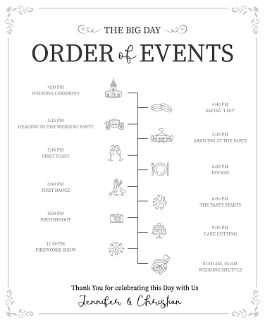 Wedding Day timeline - vector infographic template