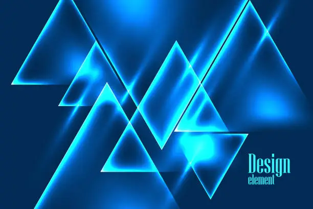 Vector illustration of Abstract neon triangle background with lightning effect