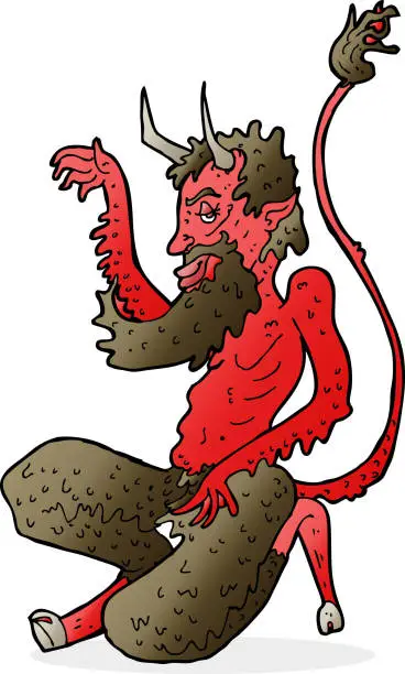 Vector illustration of cartoon traditional devil