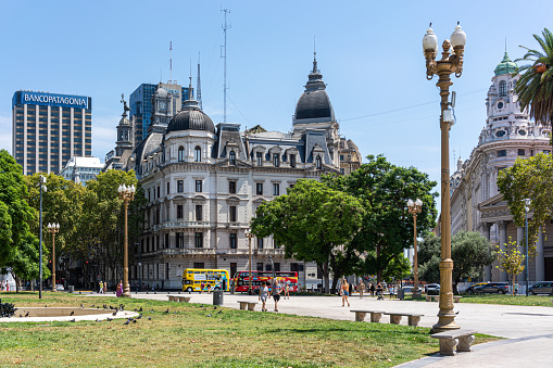 Buenos Aires, Argentina - March 12,2015\nBuildings near of the Plaza de Mayo (May Square).Buenos Aires cityscape.