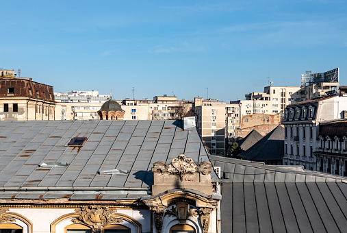 Rooftops of various buildings in Bucharest