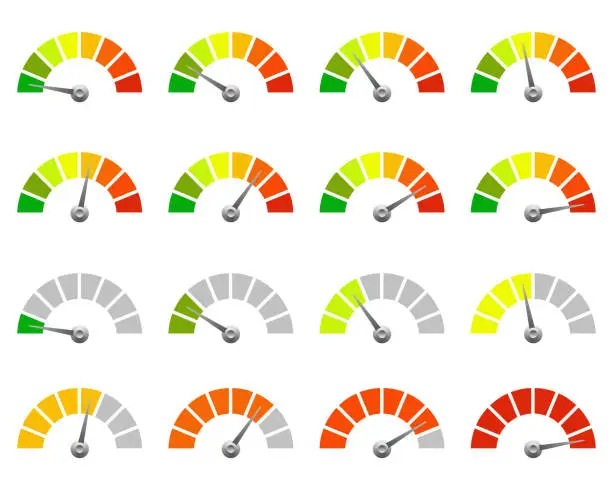 Vector illustration of Level indicator vector set