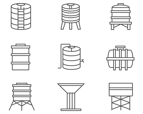 Water tank icon set