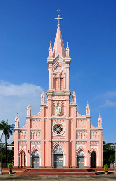 Da Nang, Vietnam: Catholic Cathedral, the Church of the Sacred Heart of Jesus, French colonial temple completed in 1924. Neo-Gothic style with soaring lines and arched doors.