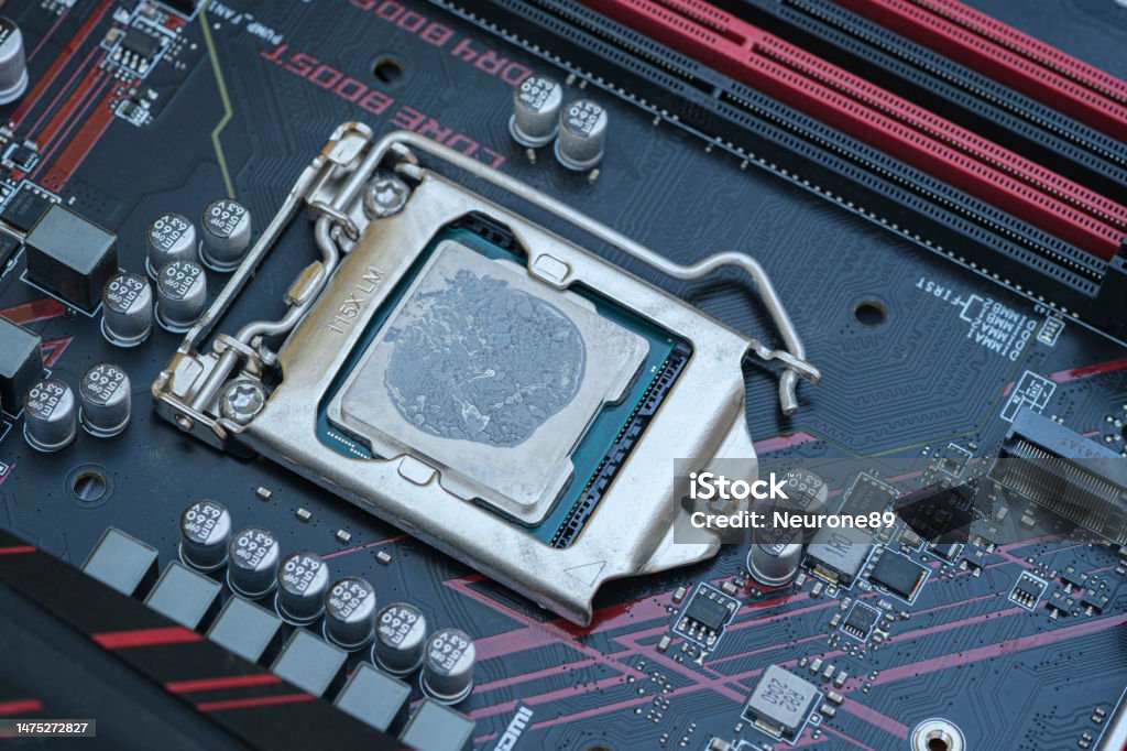 Hi Tech Cpu Pc Cpu With Dried Thermal Paste On Hi Tech Motherboard Computer ...