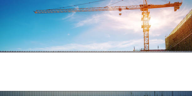 istock Hoarding poster with mockup copy space on construction site fence 1475274093